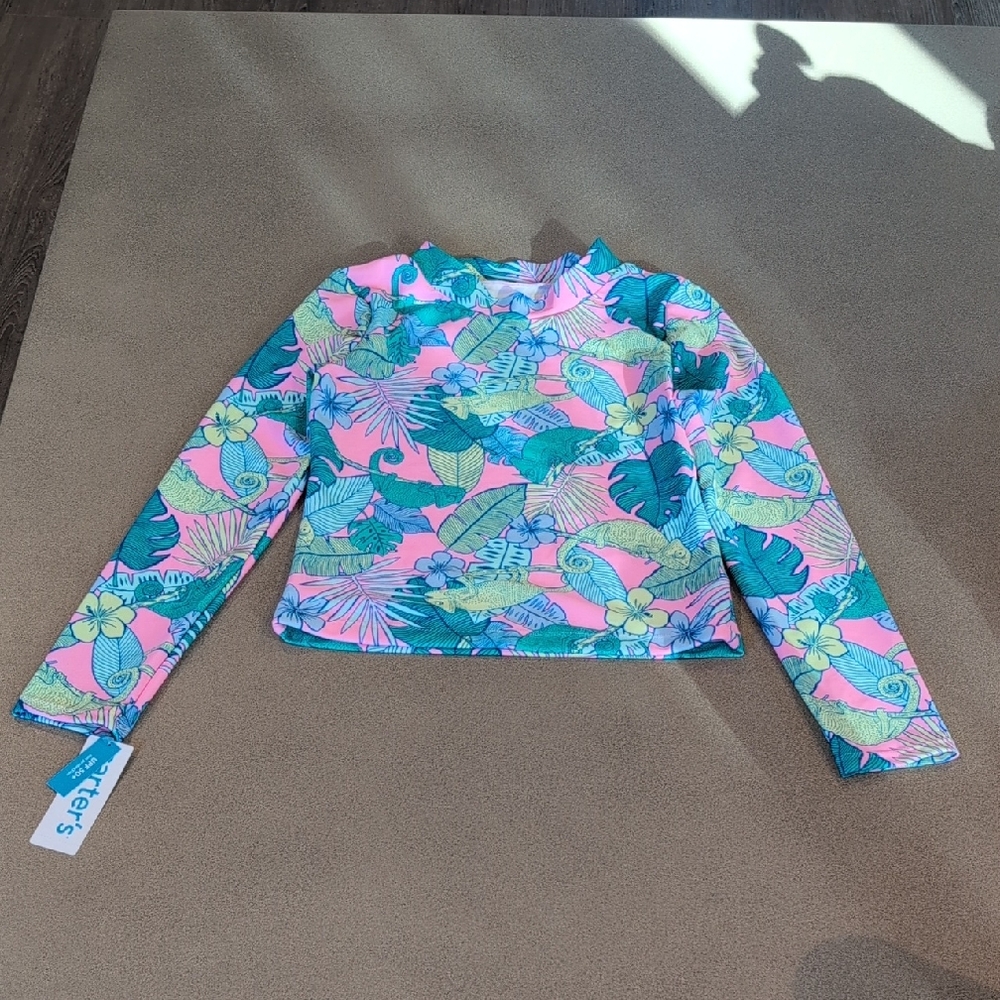Roxy Kids' Pink and Green Tropical Rashguard